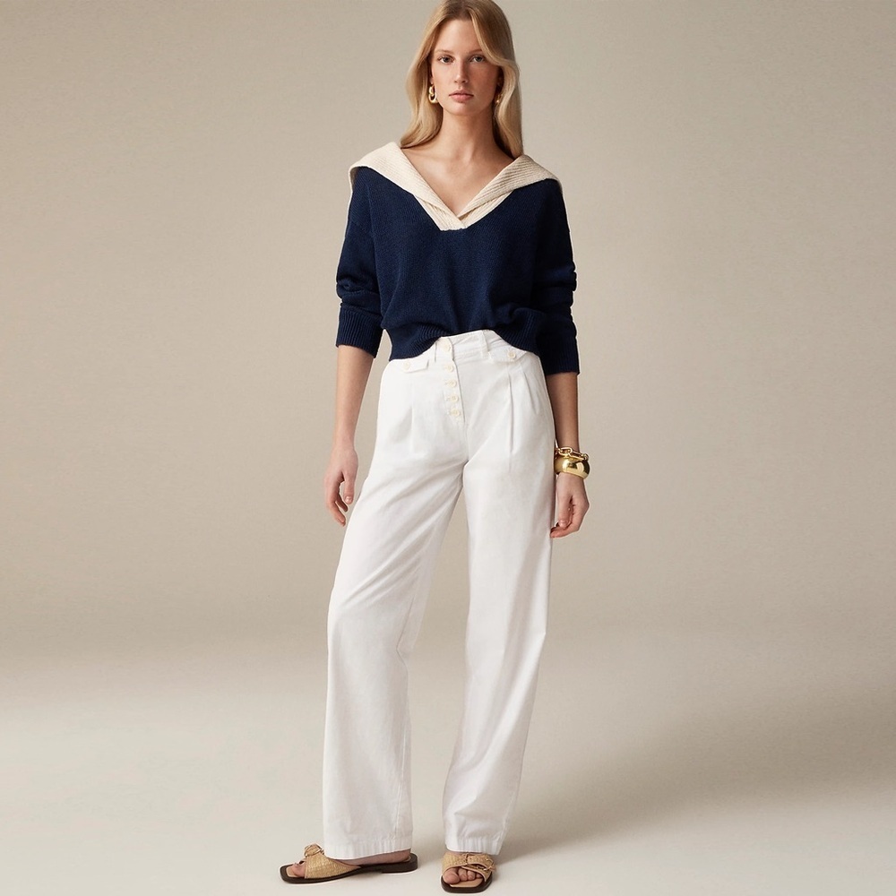 NWT - J. Crew - Pleated Button-front Pant in Chino - White